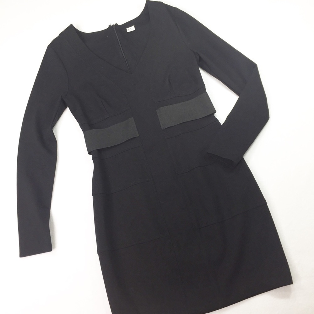 Black Long Sleeve Dress Three Dots Viscose Bodycon